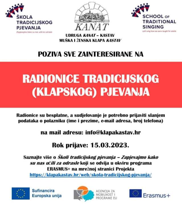 Škola tradicijskog pjevanja – Zapjevajmo kako su nas učili za odrasle
