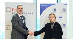 Hrvatska poduzeća dobivaju financijsku podršku u iznosu od 100 milijuna eura kroz kredit koji je EIB odobrio PBZ-u Dinko Lucić, predsjednik Uprave PBZ-a i Teresa Czerwińska, potpredsjednica EIB-a..